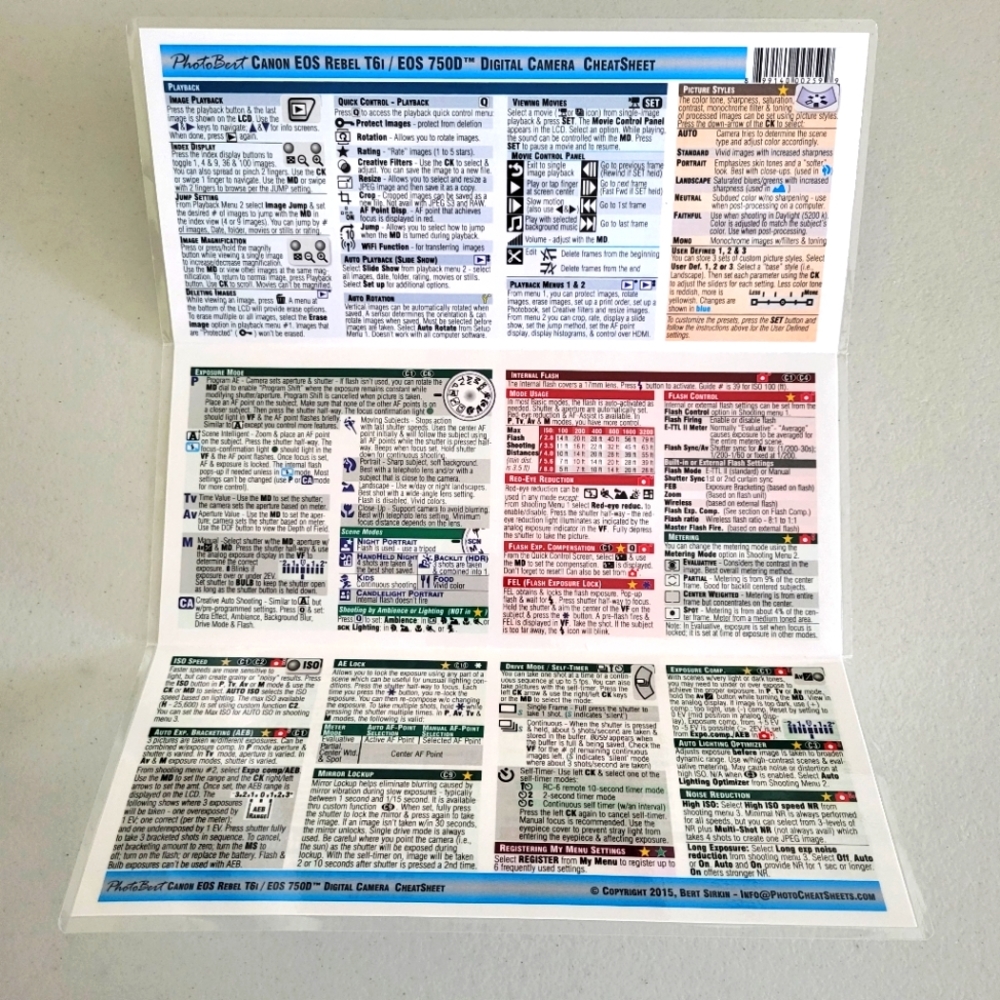 Canon Rebel T6i Digital Camera Cheat Sheet